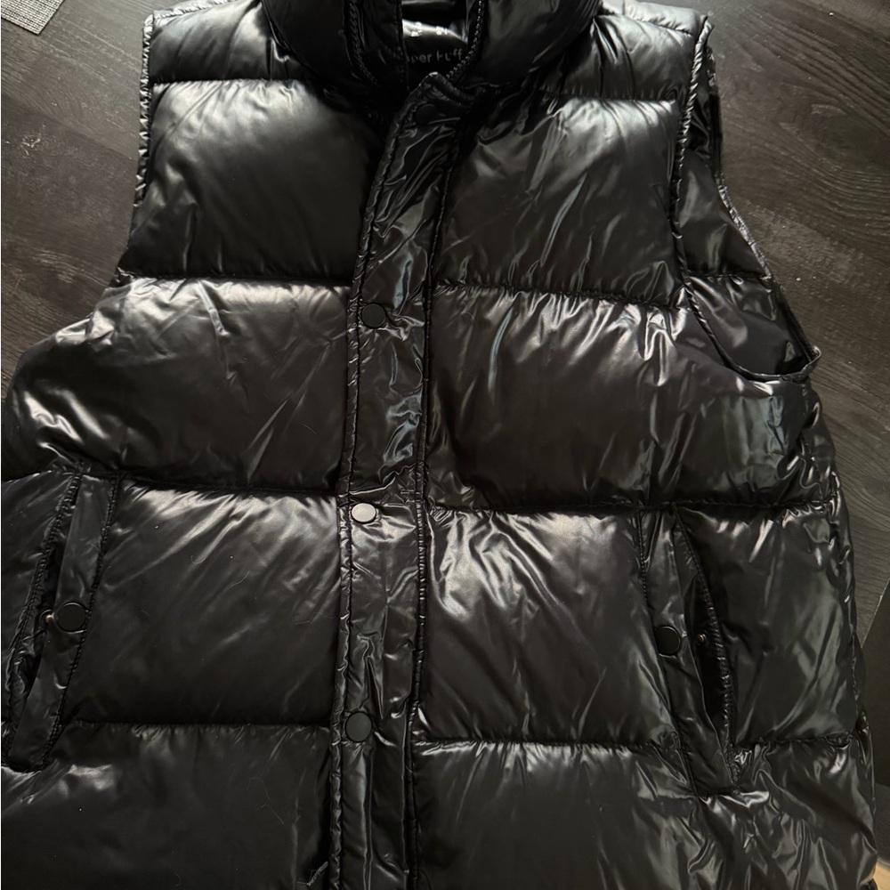 TNA Shiny Black Puffer Vest